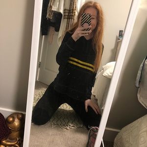 (XS) Sundry grey and yellow striped hoodie